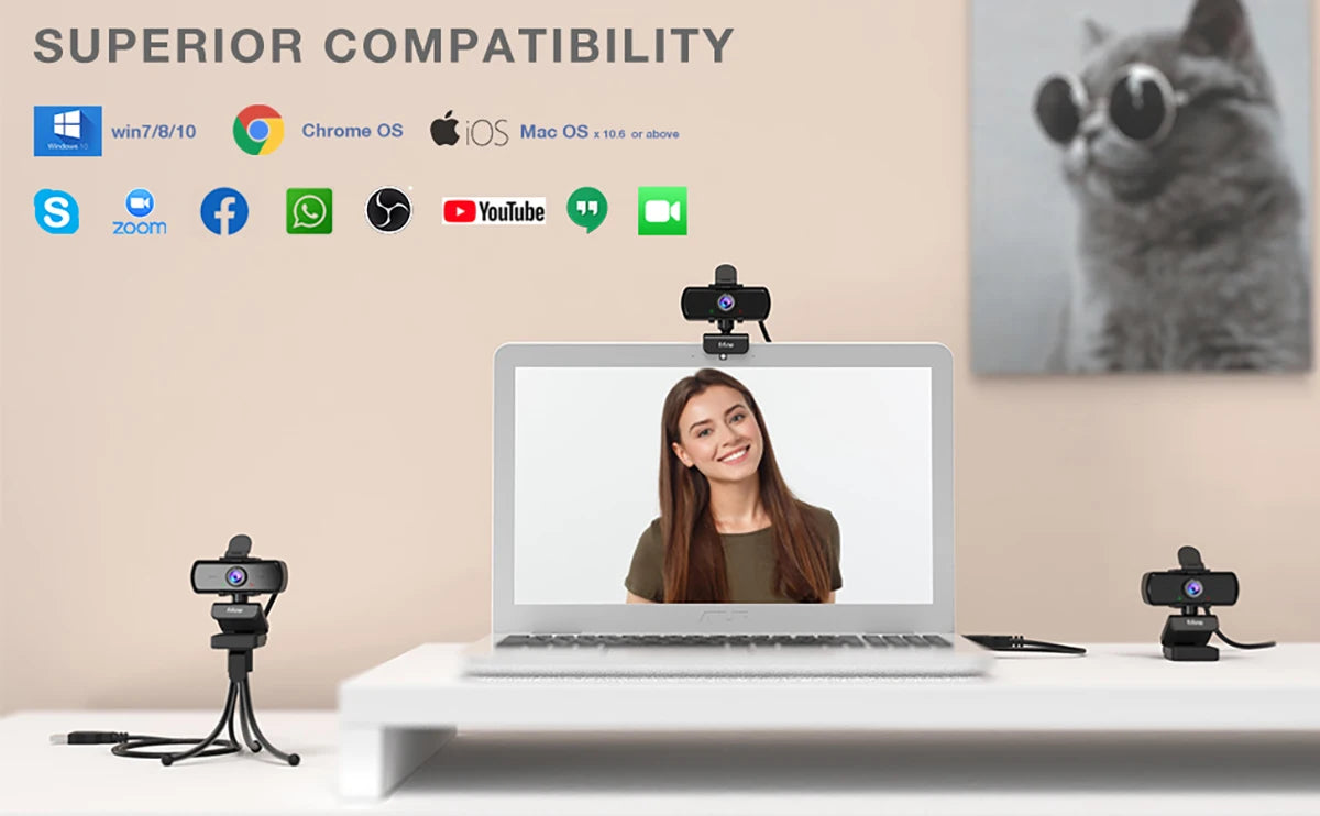 FIFINE 1440p Full HD PC Webcam with Microphone