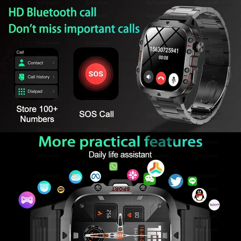 Xiaomi Military GPS Tracker Smart Watch Men IP68 5ATM Outdoor Sports Fitness Tracker Health Monitor 1.96" BT Call Smartwatch