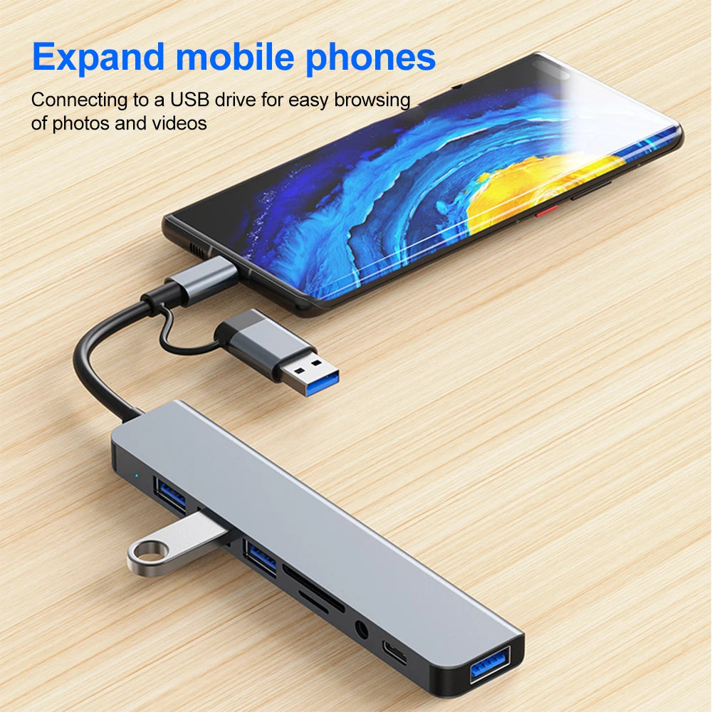 5Gbps USB 3.0 HUB USB C HUB USB C Docking Station High Speed Transmission OTG Adapter Splitter TYPE-C HUB