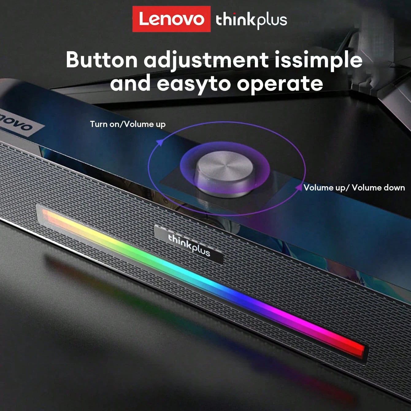 Lenovo TS33 Bluetooth 5.0 Wireless Speaker Home Movie Surround Sound Bar Audio Speaker For Desk Computer Subwoofer