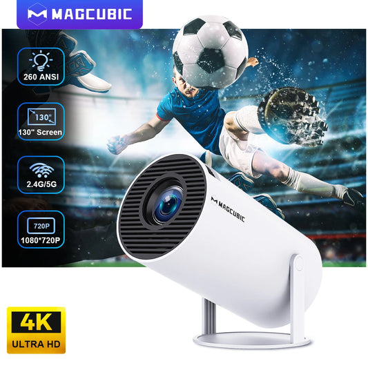 Android 4K Projector 1280*720P HY300 Dual Wifi 260ANSI 180°flexible BT5.0 Cinema Outdoor Portable Projetor HY300 Pro