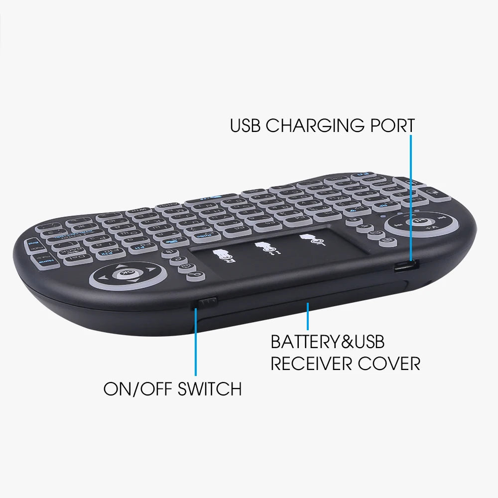 Mini Wireless Keyboard 3 Color Backlit with Touchpad