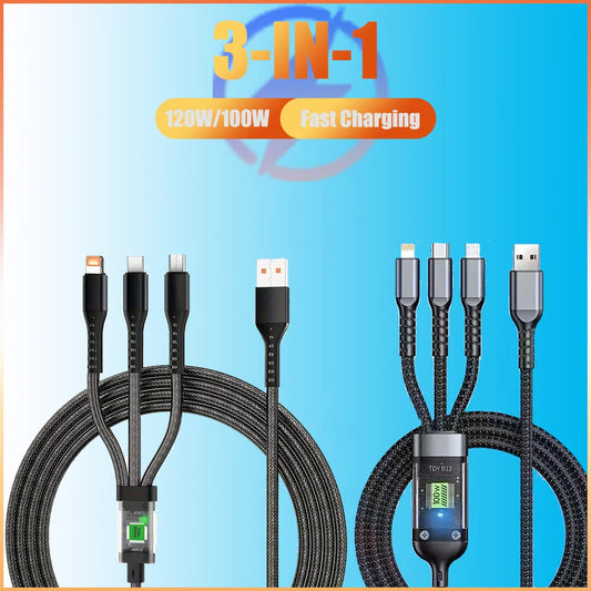 3-IN-1 Data Cable For iPhone 15-7 Fast Charging Cable USB to Type C 8 Pin Mirco USB