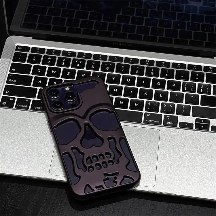 IPhone 13 14 15 Pro Max Phone Skull Cases Shockproof Back cover Camera full Protect Hollow Funda