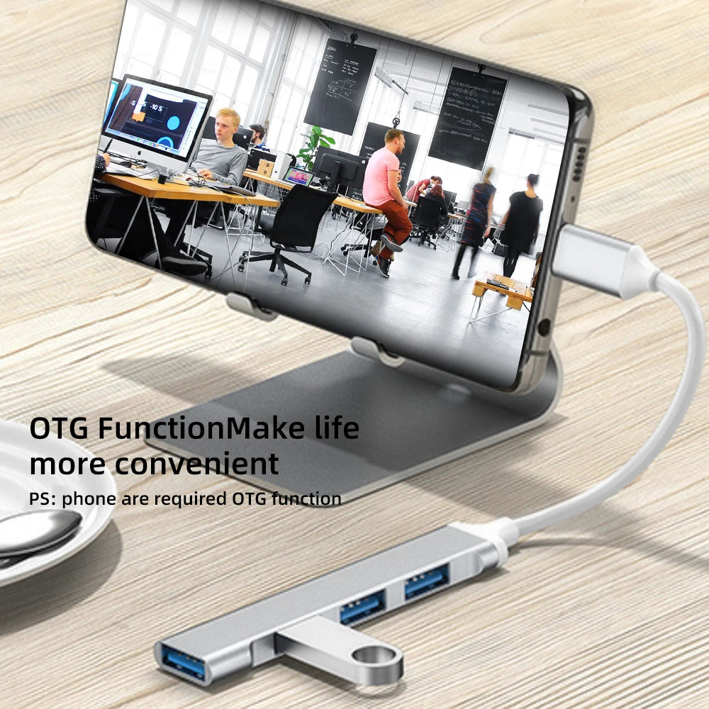 USB 3.0 HUB, USB C HUB Type C 3.1 4 Port Multi Splitter Adapter OTG