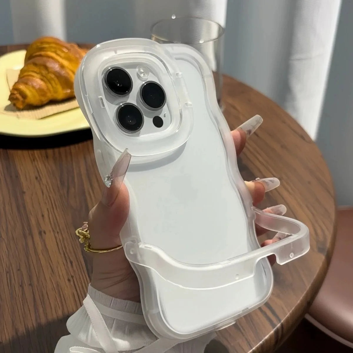 Luxury Transparent Stand Holder Phone Case For iPhone