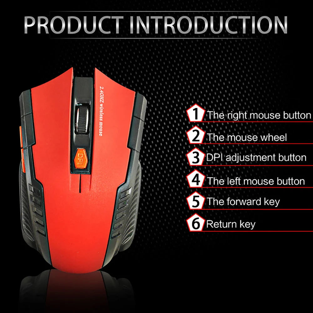 Wireless Gaming  6D Optical Mouse, Right Scroll Mice for Gamer