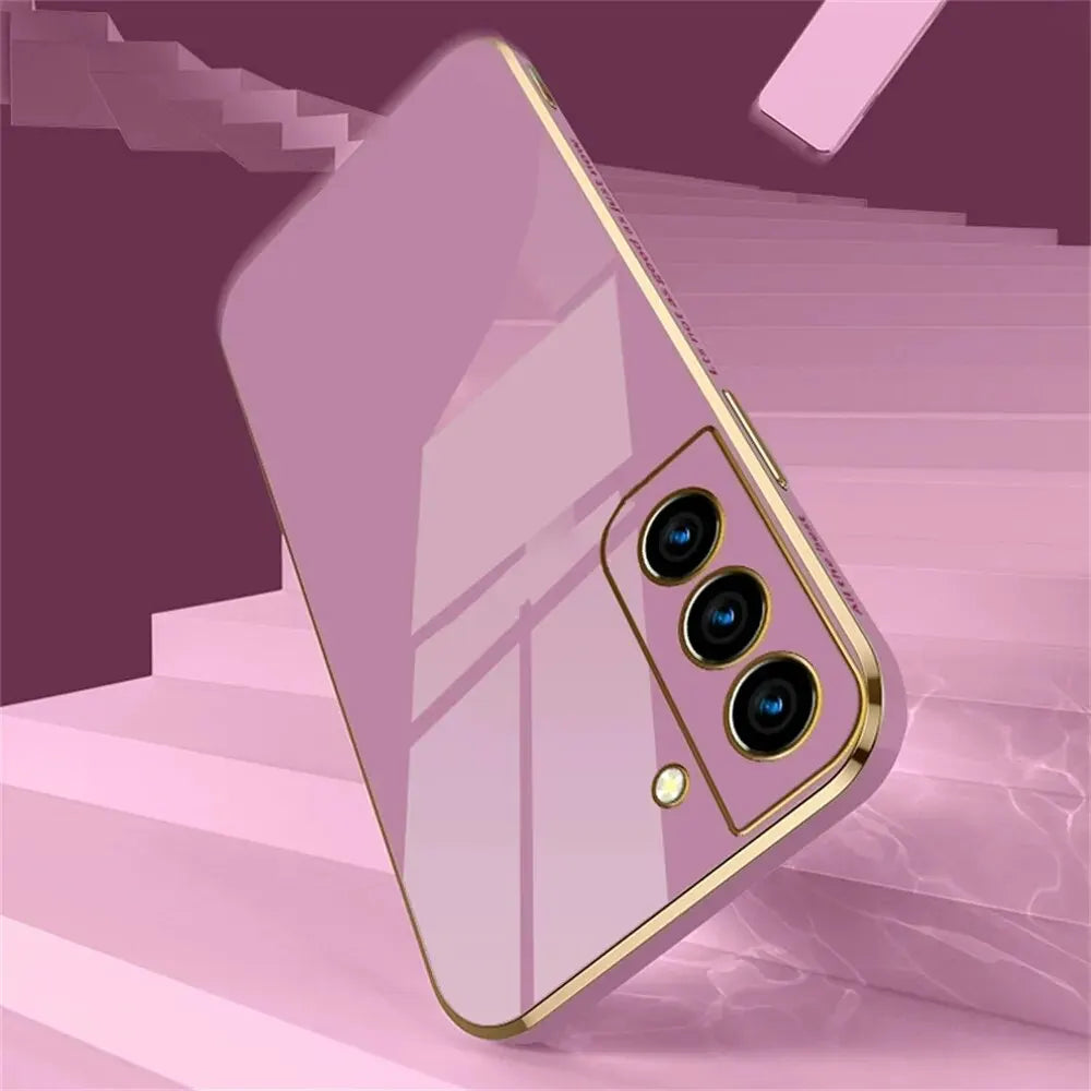 Luxury Plating Square Phone Case For Samsung S22 Ultra S23 S21 Plus s21 FE Case Cover For Galaxy S 21 S22 S20 FE Silicone Case